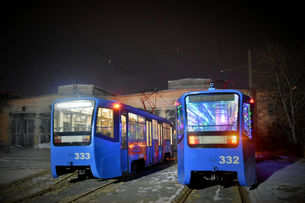 Vladivostok, 71-619K N°. 333; Vladivostok, 71-619KS N°. 332; Vladivostok — Theme trams