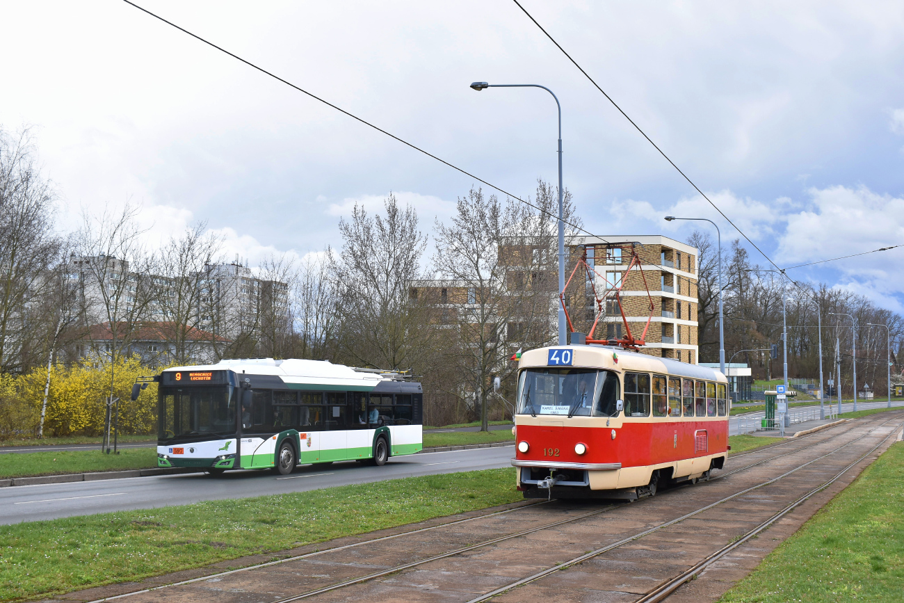 Plzeň, Škoda 26Tr Solaris IV № 597; Plzeň, Tatra T3 № 192; Plzeň — Narozeninová jízda / Birthday drive "Karel Šimána 40"; Plzeň — Propagační linka č. 9 na Lochotín / Promotional line no. 9 in Lochotín