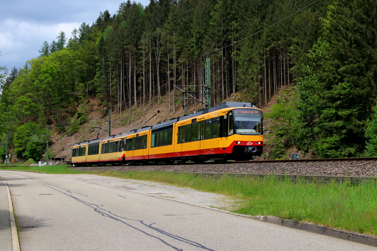 Karlsruhe, Siemens GT8-100D/M-2S # 910; Karlsruhe — Murgtalbahn (Rastatt — Freudenstadt)