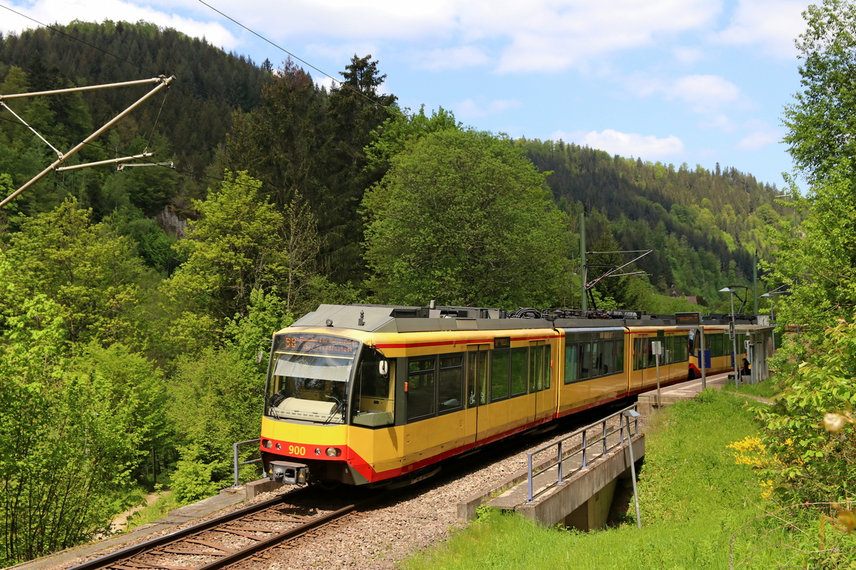 Karlsruhe, Siemens GT8-100D/M-2S № 900; Karlsruhe — Murgtalbahn (Rastatt — Freudenstadt)