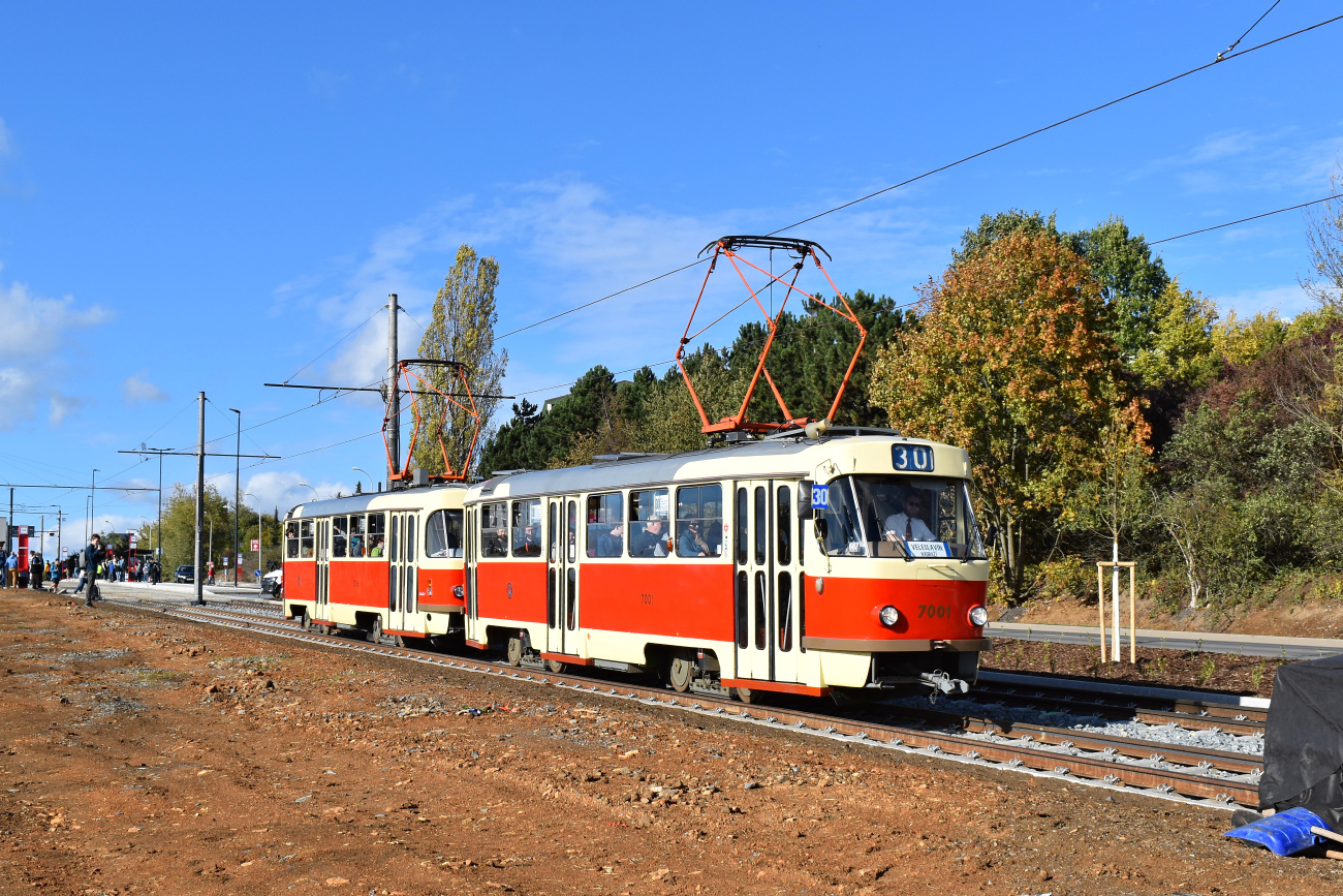 Прага, Tatra T3SU № 7001; Прага — Строительство и oткрытие новой трамвайной линии Divoká Šárka — Dědina