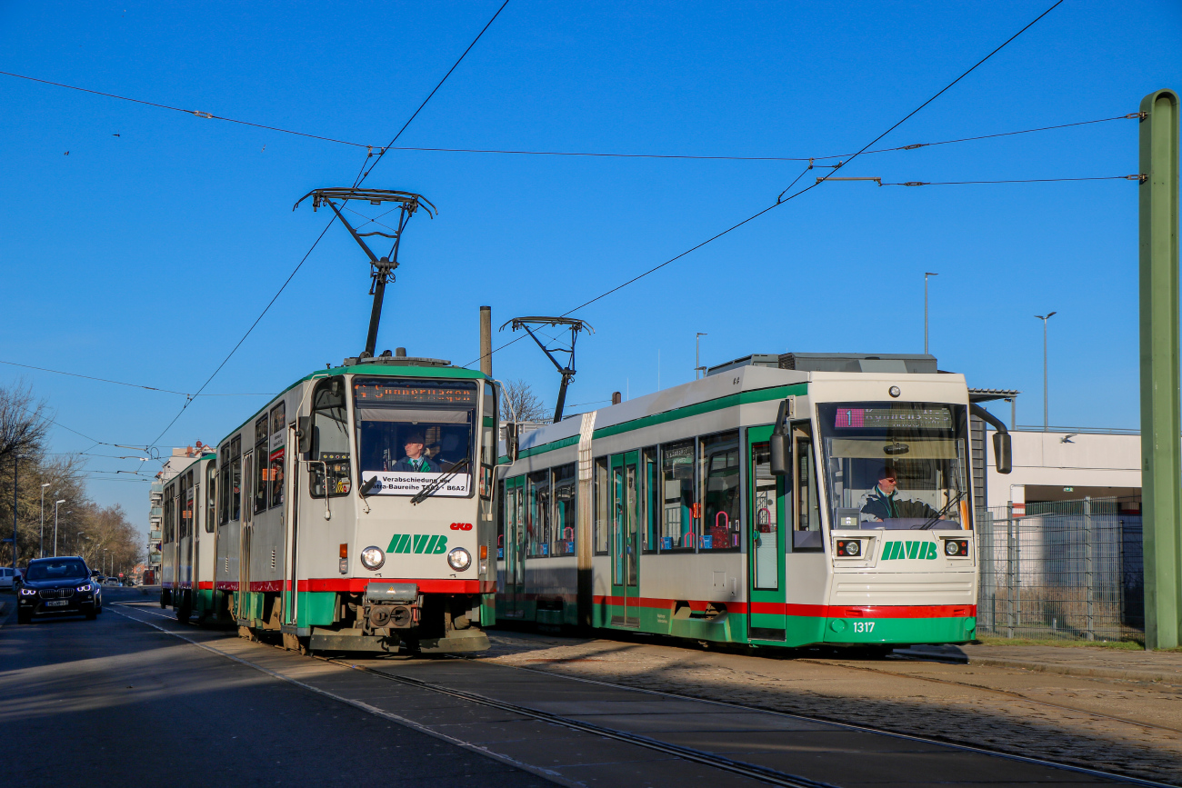 Magdeburg, Tatra T6A2M № 1281; Magdeburg, LHB NGT8D № 1317; Magdeburg — T6A2-Abschied 28.01.2024