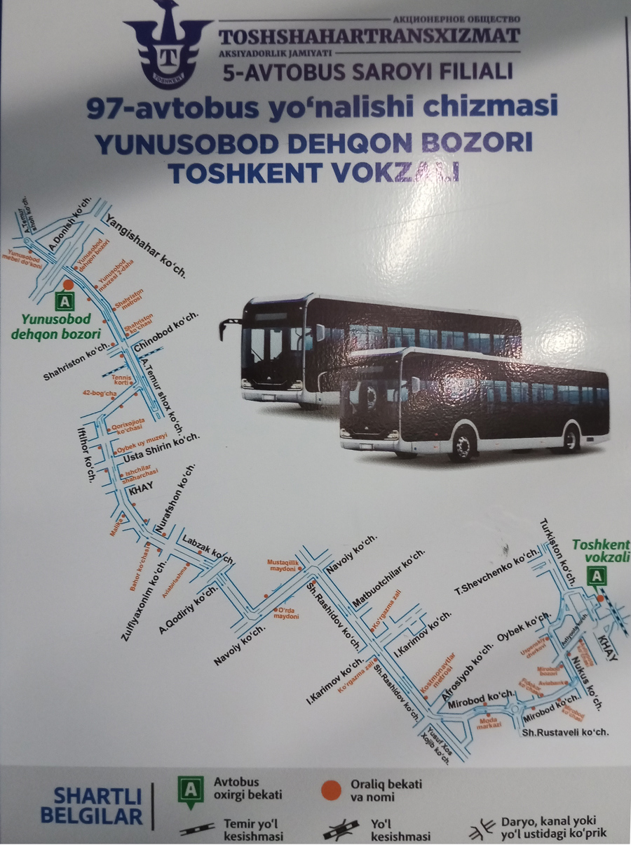 Taškent — Route maps in vehicles