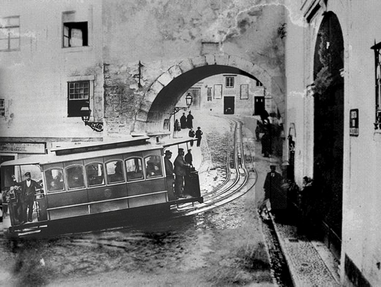 Лиссабон — Все — Старые фотографии; Лиссабон — Канатный трамвай — Elevador da Graça (1893 — 1909)