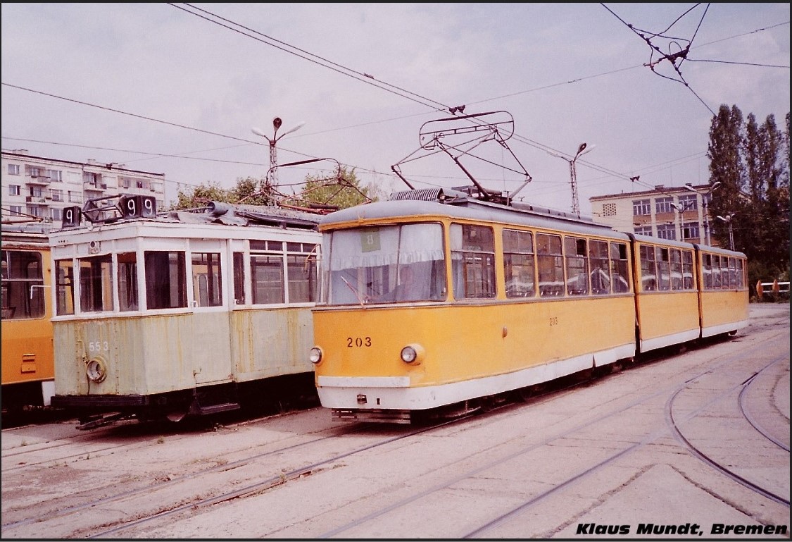 Sofia, T8M-730 (Sofia 70) č. 203; Sofia — Historical — Тramway photos (1990–2010); Sofia — Tram depots: [2] Krasna poliana