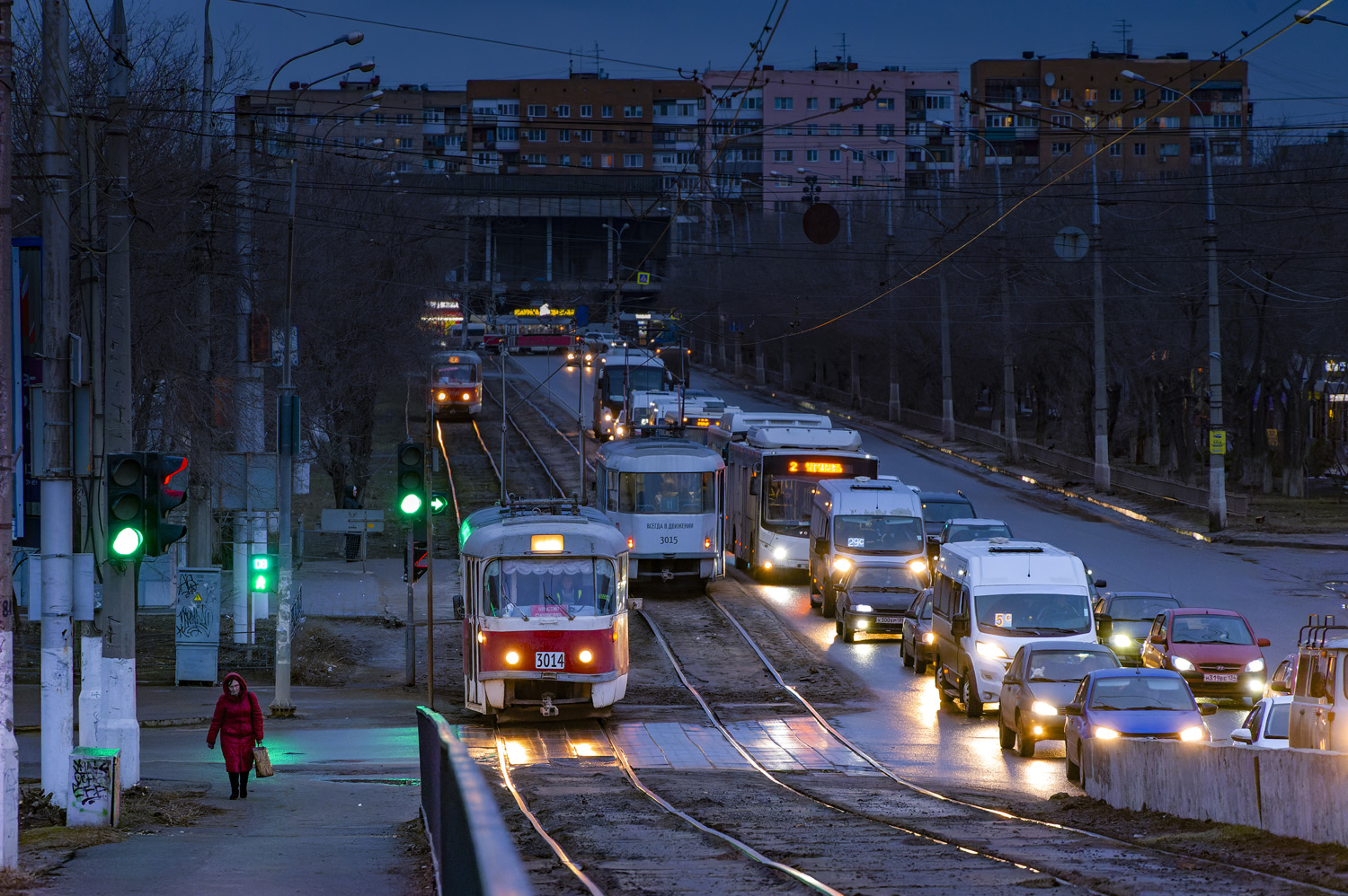 Volgográd, Tatra T3SU (2-door) — 3014; Volgográd — Tram lines: [3] Third depot
