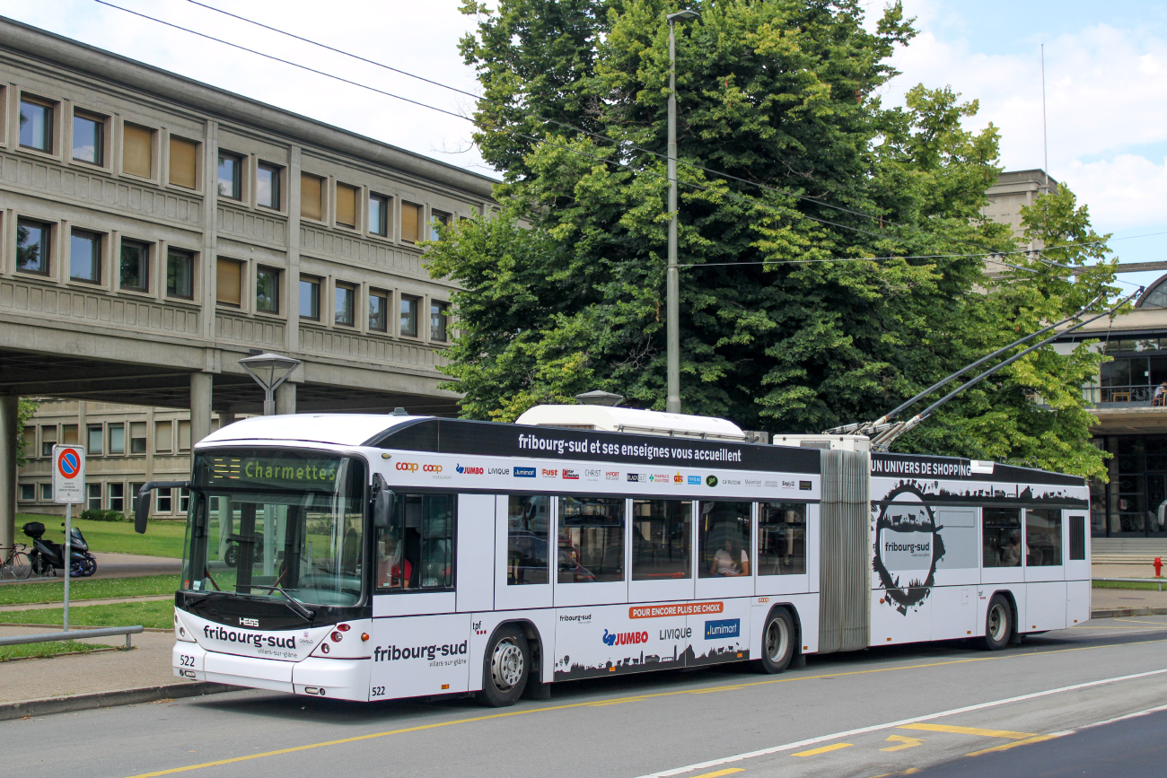 Fribourg, Hess SwissTrolley 3 (BGT-N2C) č. 522