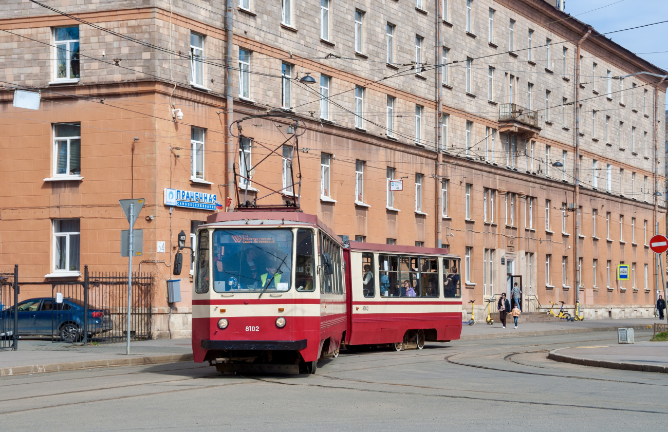 Szentpétervár, 71-147K (LVS-97K) — 8102; Szentpétervár — Registered trip by tram LVS-97K No.8102 — 04/28/2024