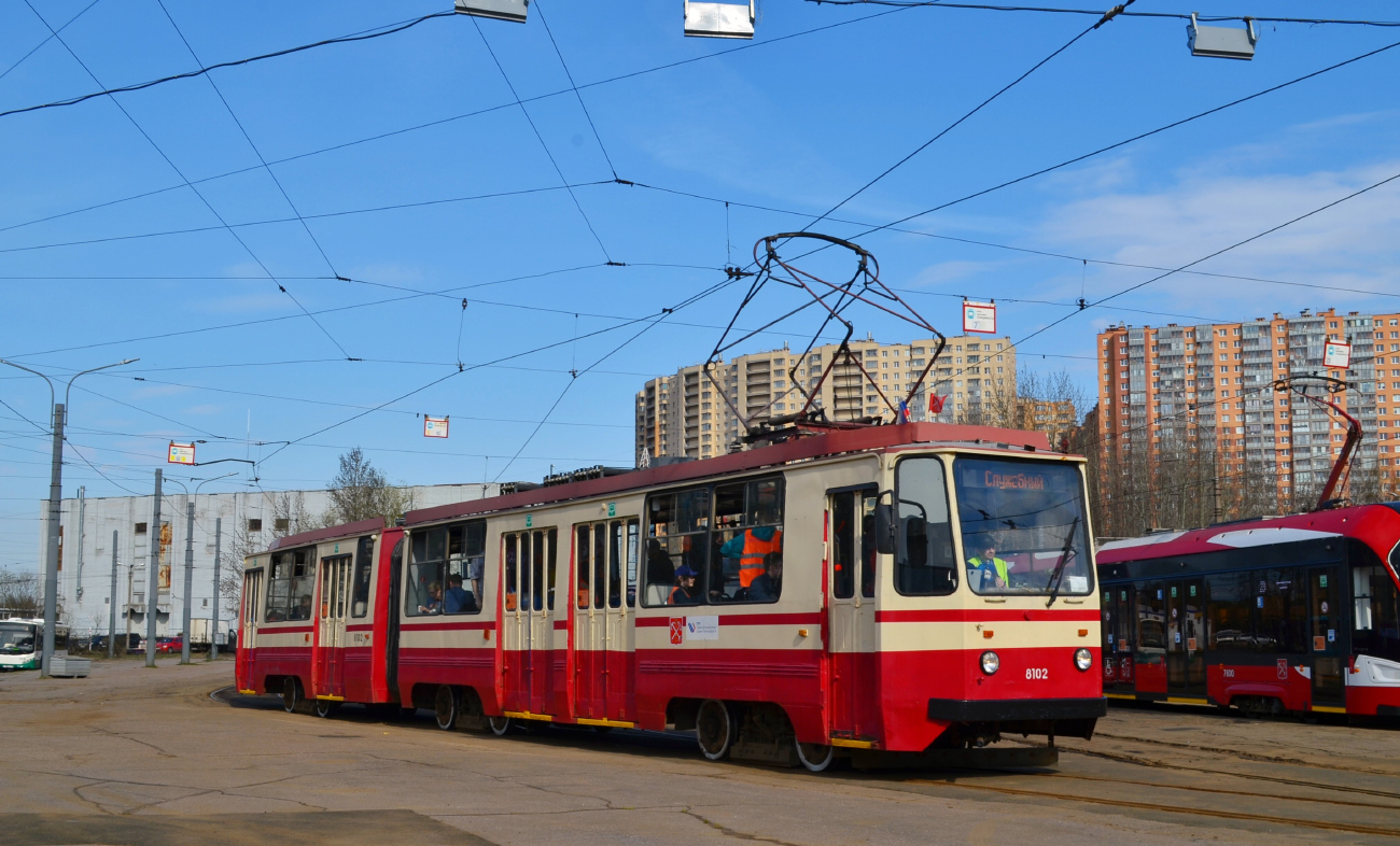 Sankt-Peterburg, 71-147K (LVS-97K) № 8102; Sankt-Peterburg — Registered trip by tram LVS-97K No.8102 — 04/28/2024