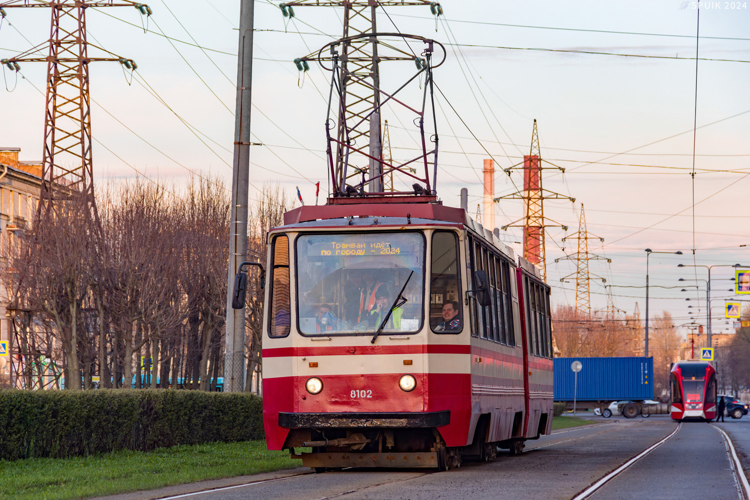 Санкт-Петербург, 71-147К (ЛВС-97К) № 8102; Санкт-Петербург — Заказная поездка на трамвае ЛВС-97К №8102 — 28.04.2024