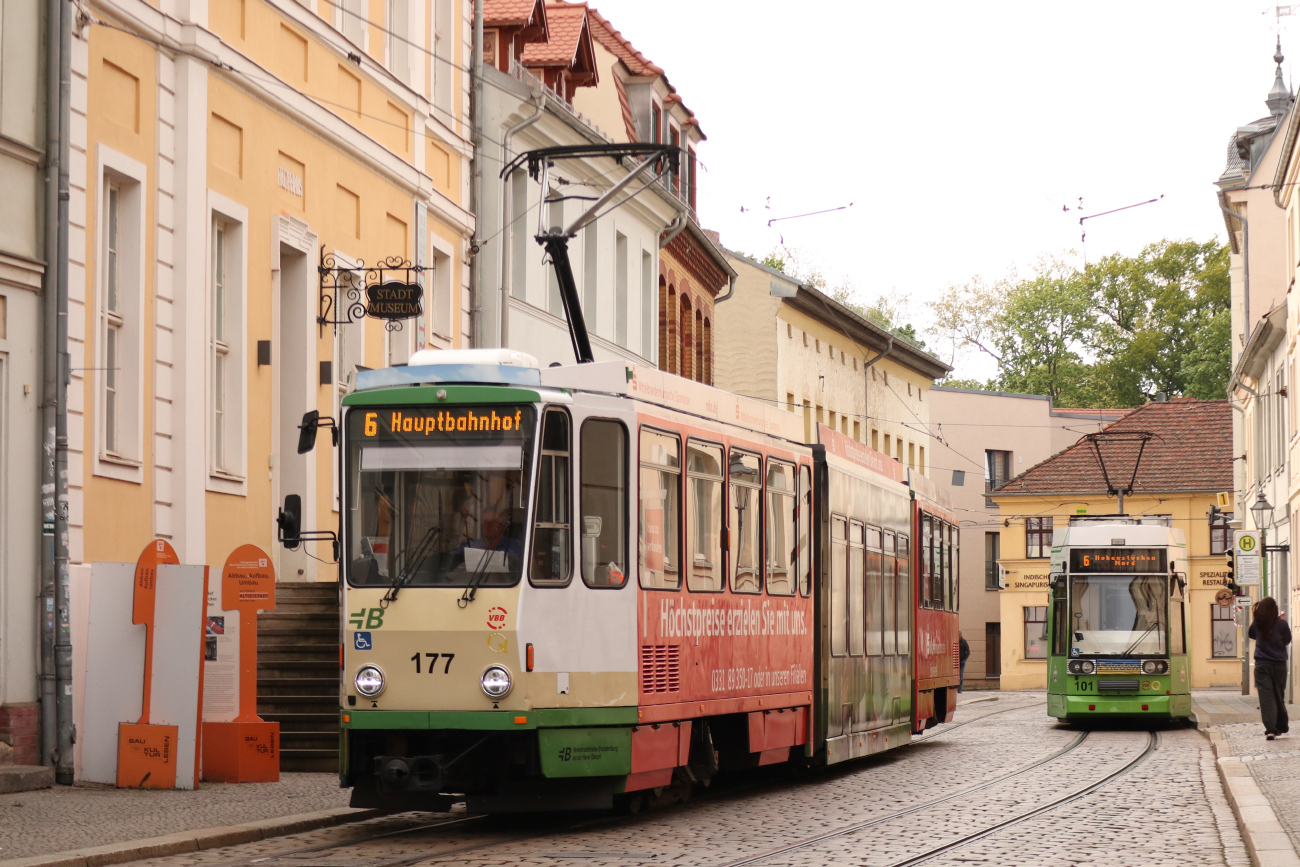 Brandenburg an der Havel, Tatra KTNF6-B č. 177; Brandenburg an der Havel, Duewag MGT6D č. 101