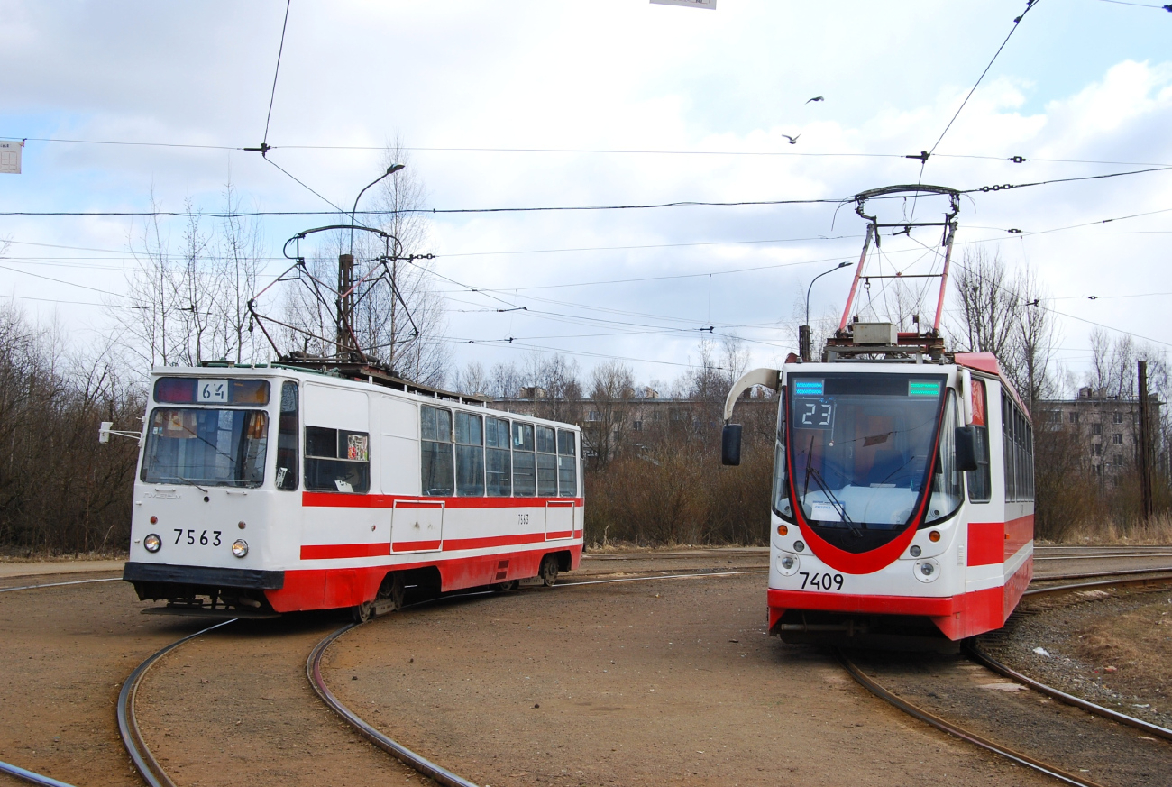Санкт-Петербург, ЛМ-68М № 7563; Санкт-Петербург, 71-134А (ЛМ-99АВН) № 7409