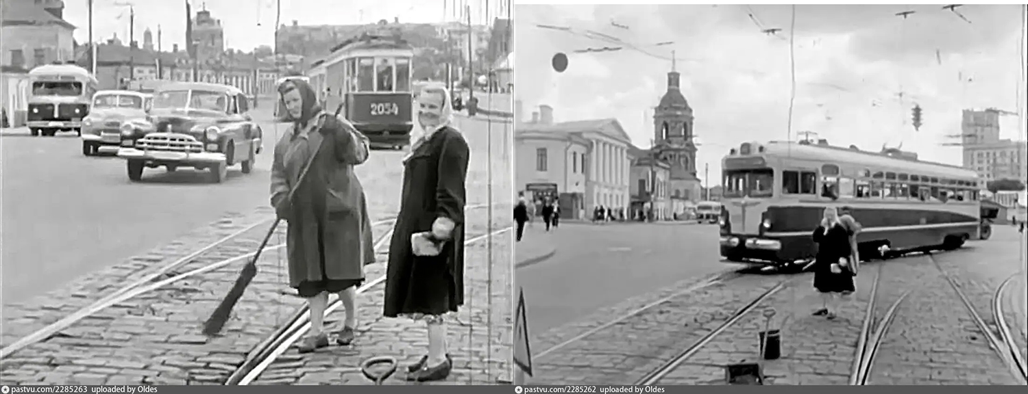 Москва, КМ № 2054; Москва — Закрытые трамвайные линии; Москва — Исторические фотографии — Трамвай и Троллейбус (1946-1991)