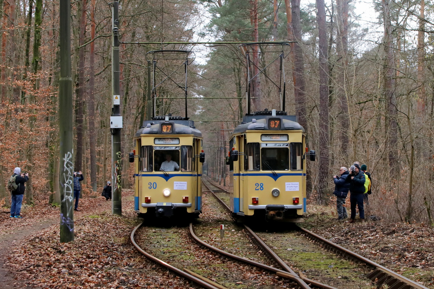 Woltersdorf, Gotha T57 Nr 30; Woltersdorf, Gotha T57 Nr 28; Woltersdorf — Official farewell to the Gotha cars in regular service (01.03.2025)